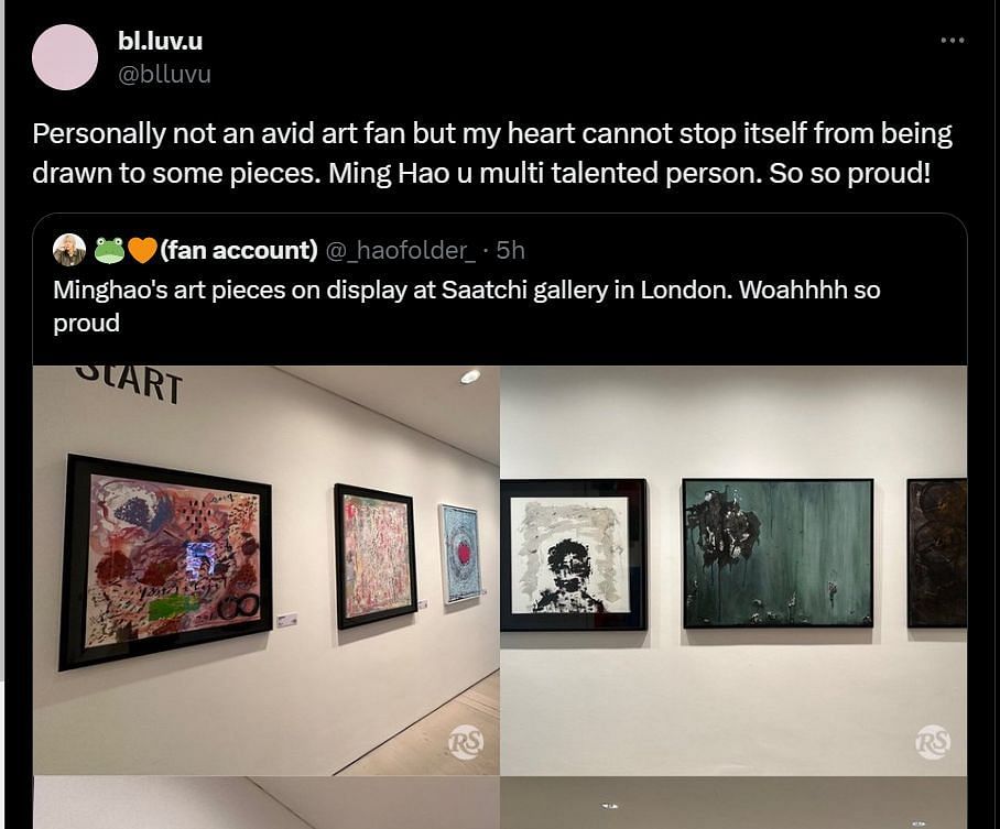 SEVENTEEN&#039;s The8&#039;s paintings displayed at the stART exhibition, London (Image via Twitter/blluvu)