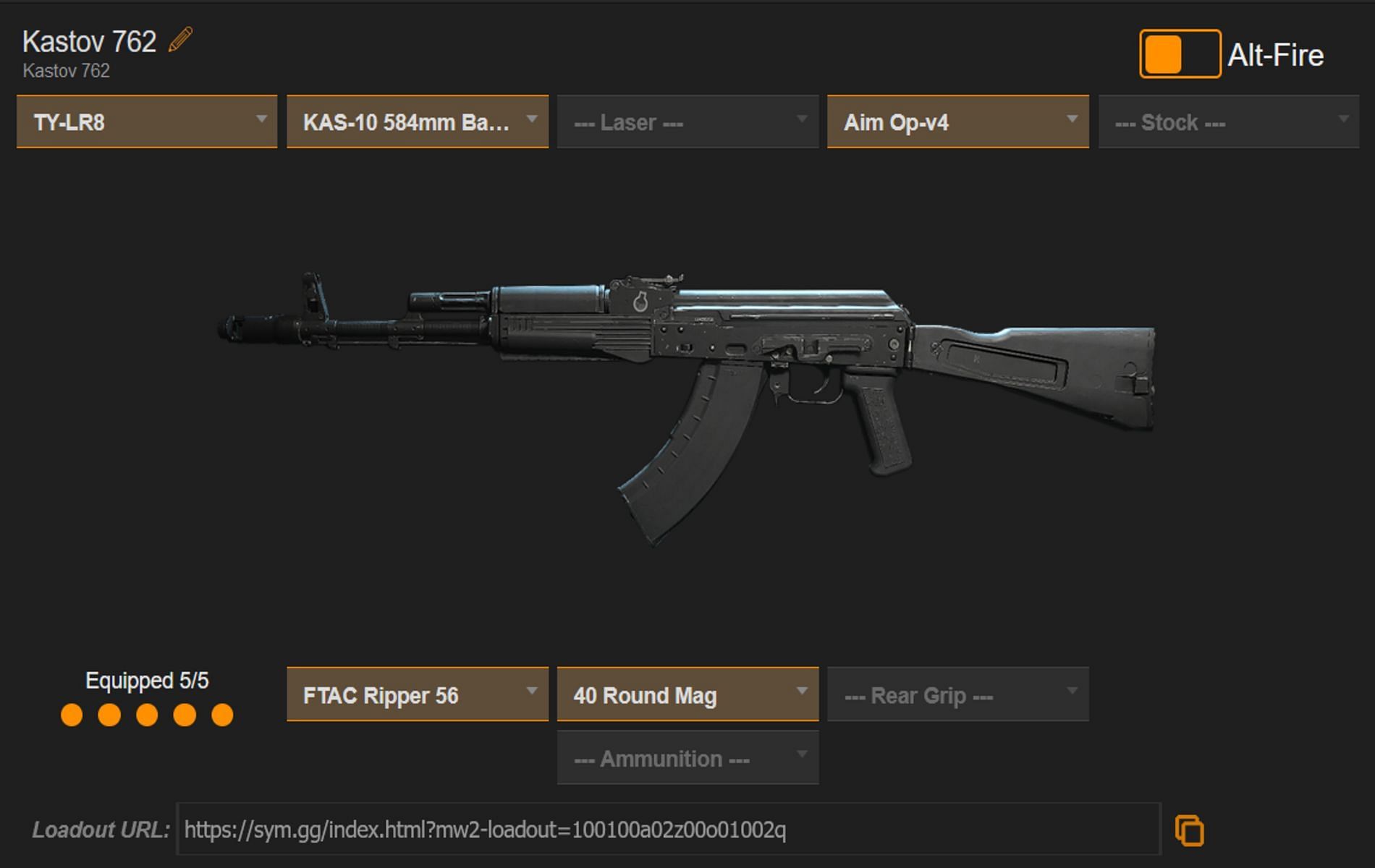 Best long-range Kastov 762 loadout in Warzone 2 (Image via sym.gg)