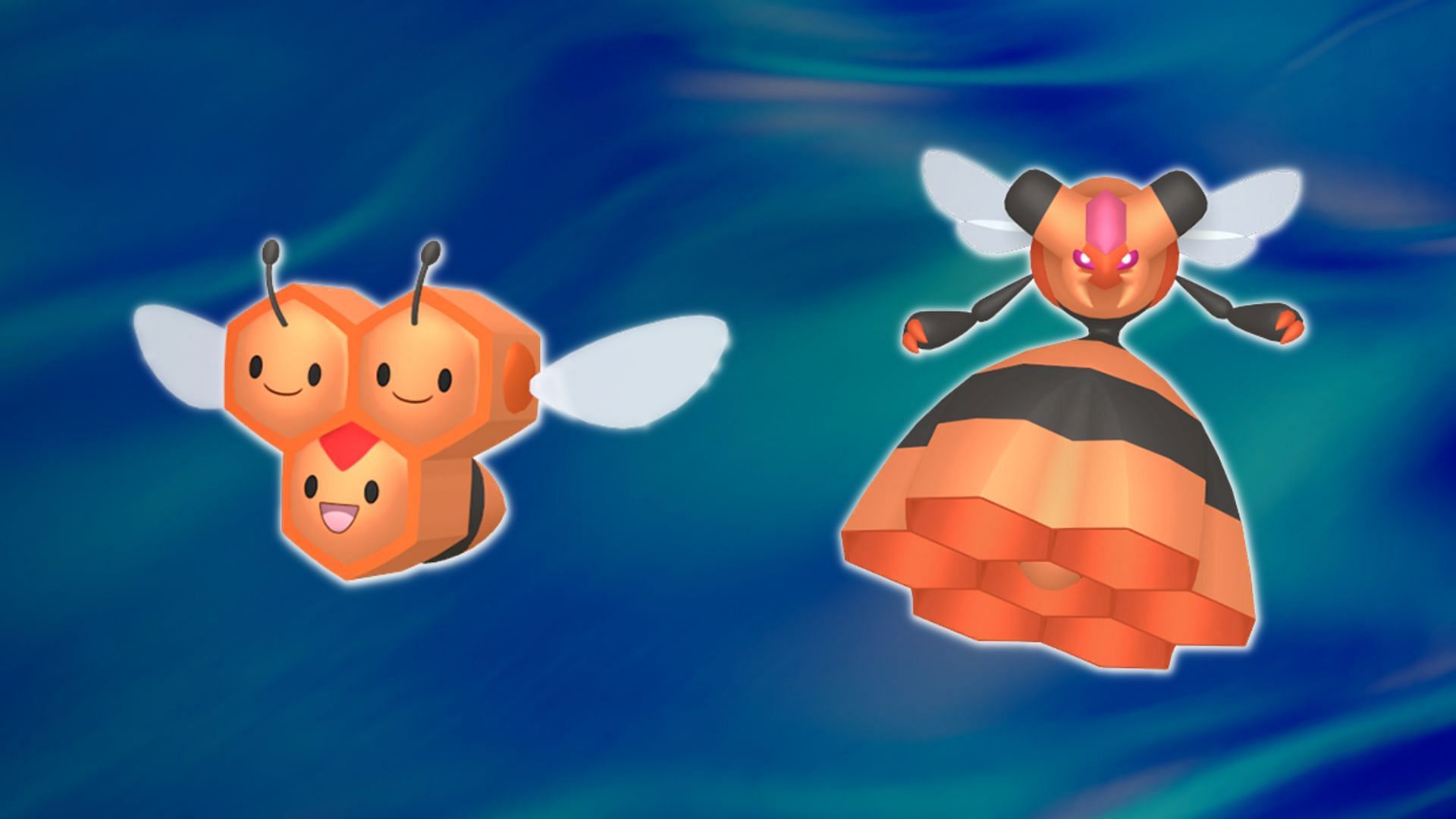 Shiny Female Combee and Shiny Vespiqueen (Image via Sportskeeda and The Pokemon Company)