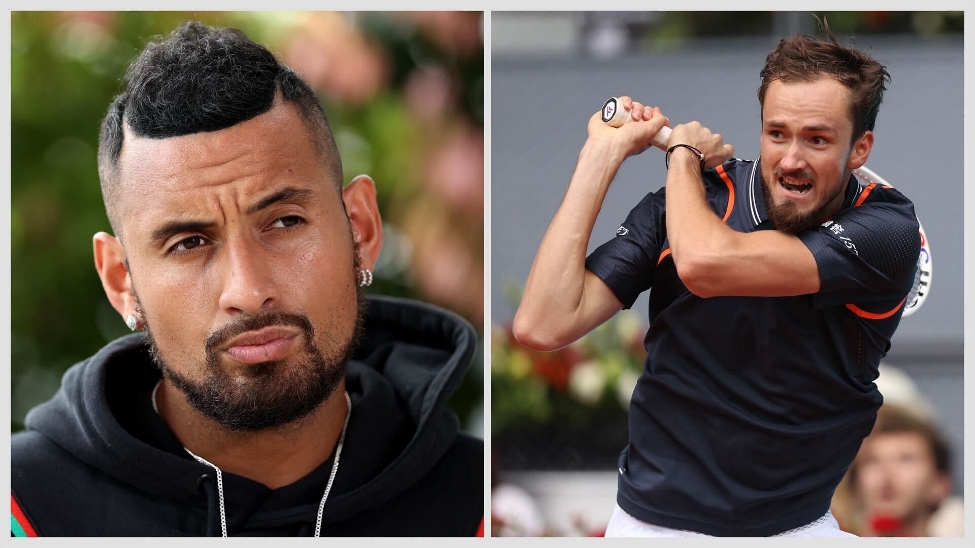 Nick Kyrgios (L) and Daniil Medvedev (R)