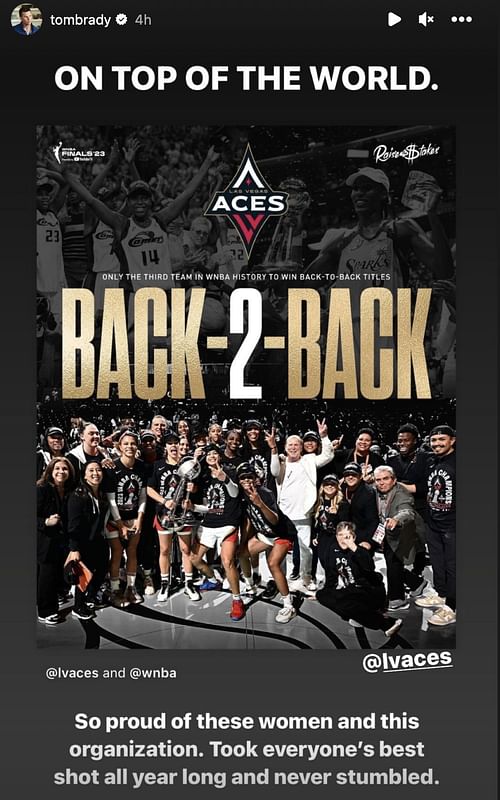 Brady sharing IG post of Aces championship win