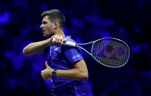 Hubert Hurkacz at the 2023 Laver Cup.