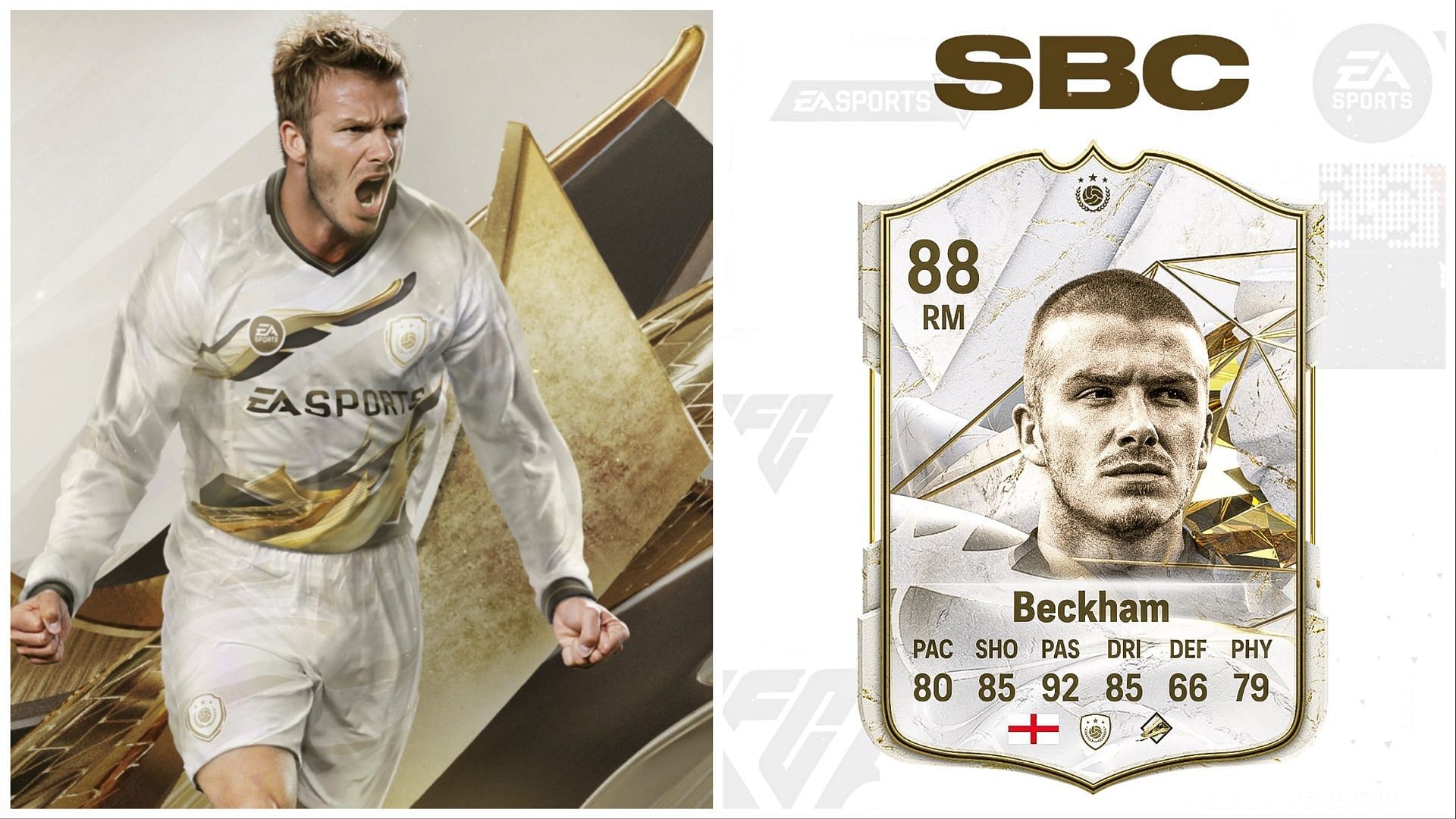 Beckham has been leaked as an SBC (Images via EA Sports and Twitter/FUT Sheriff)
