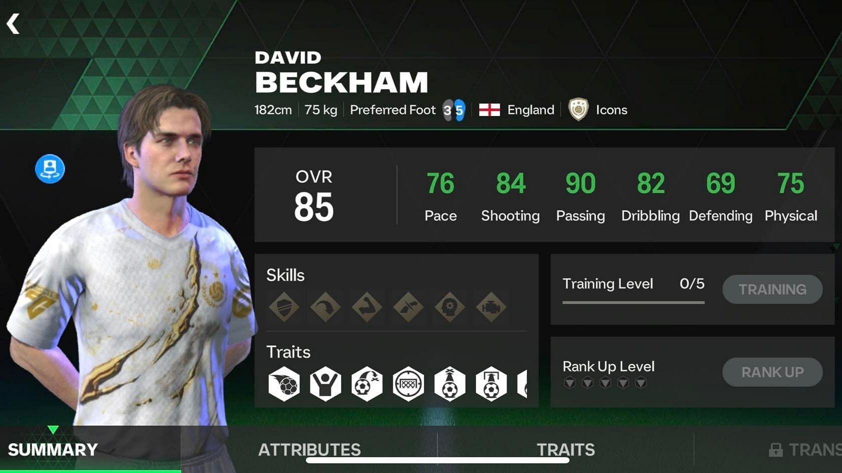 David Beckham&#039;s Hero card stats (Image via EA Sports)