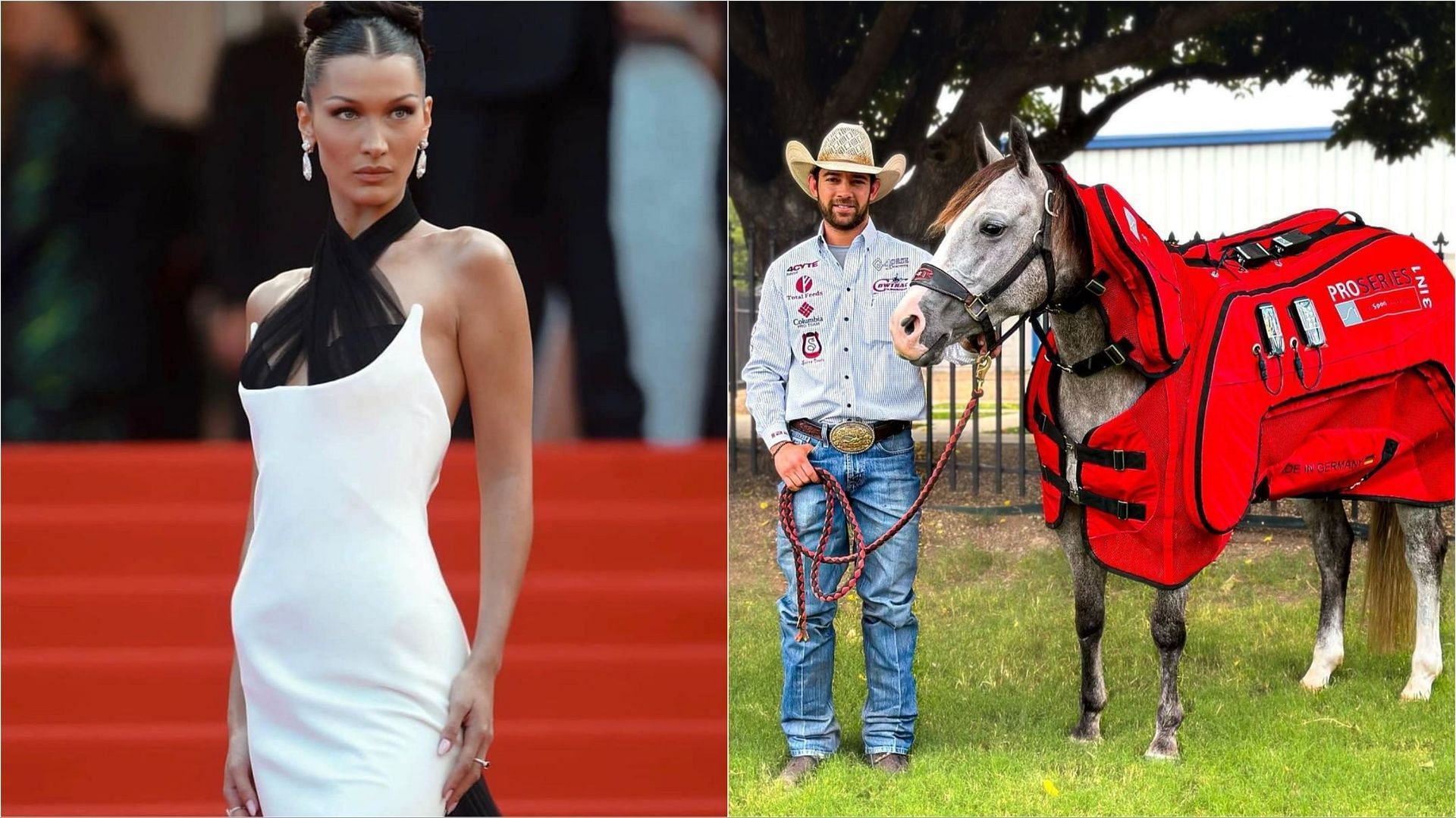 Bella Hadid was spotted with Adan Banuelos at Fort Worth, Texas (Images via Instagram/@bellahadid and @ab_performancehorses)