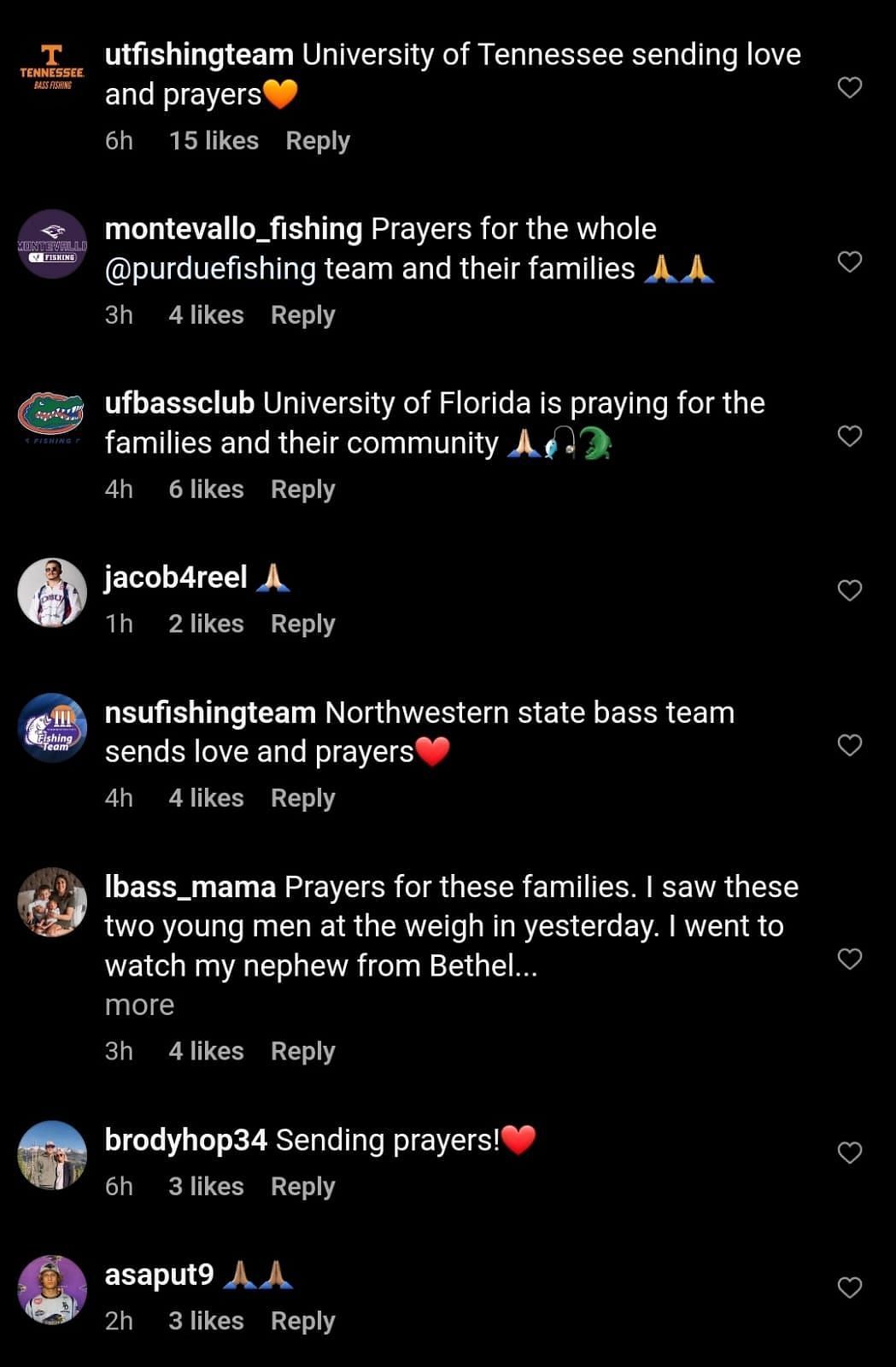 Netizens pay tribute following the death of the Purdue University students (Image via collegiatebass/Instagram)