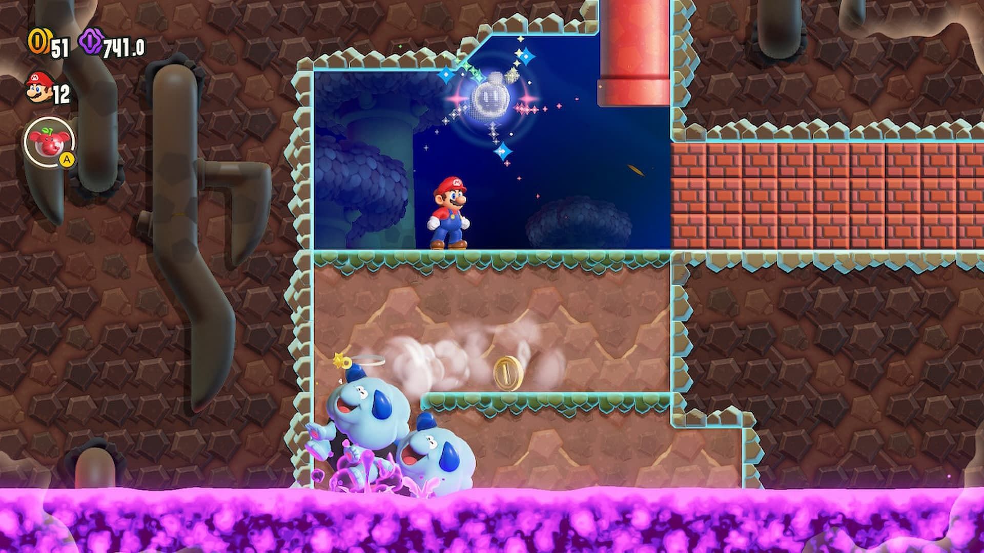 Find and destroy the bricks to the right of the red pipe (Image via Nintendo)