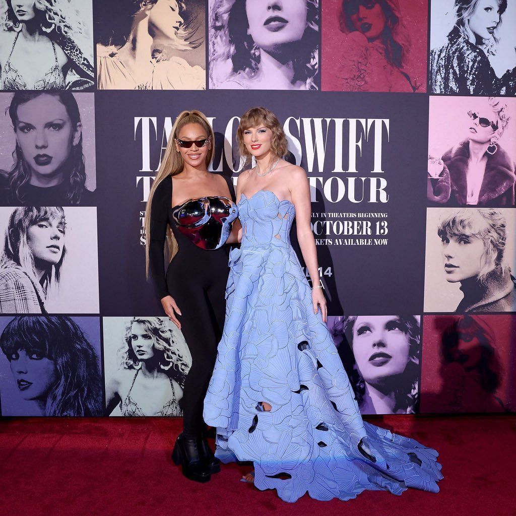 Taylor Swift and Beyonce get together for Eras Tour premiere (image via @NATERERUN on X)