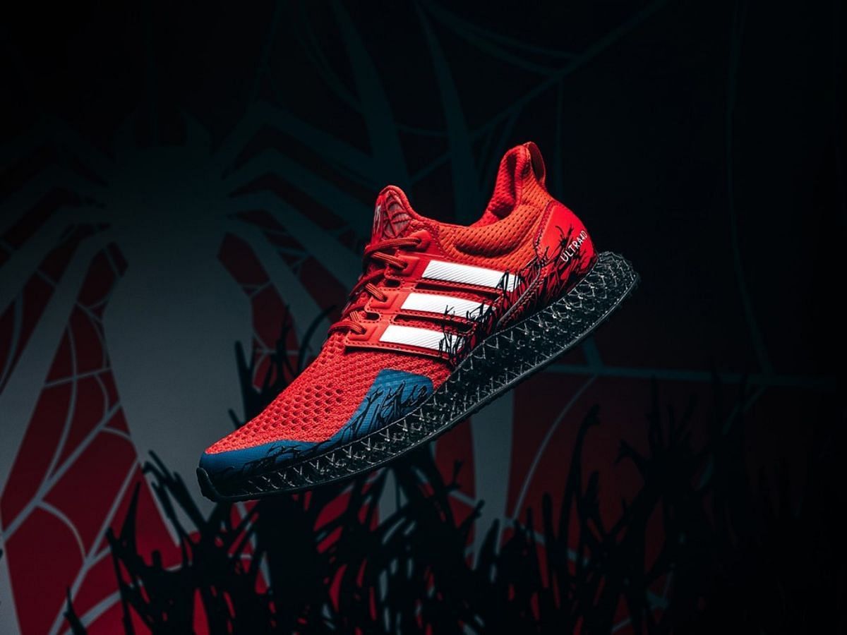 The upcoming Adidas x Marvel Peter Parker Advanced Suit and Venom collection features footwear and apparel items (Image via Adidas)