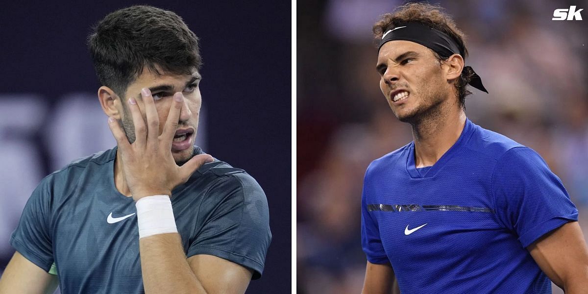 Carlos Alcaraz (L) and Rafael Nadal