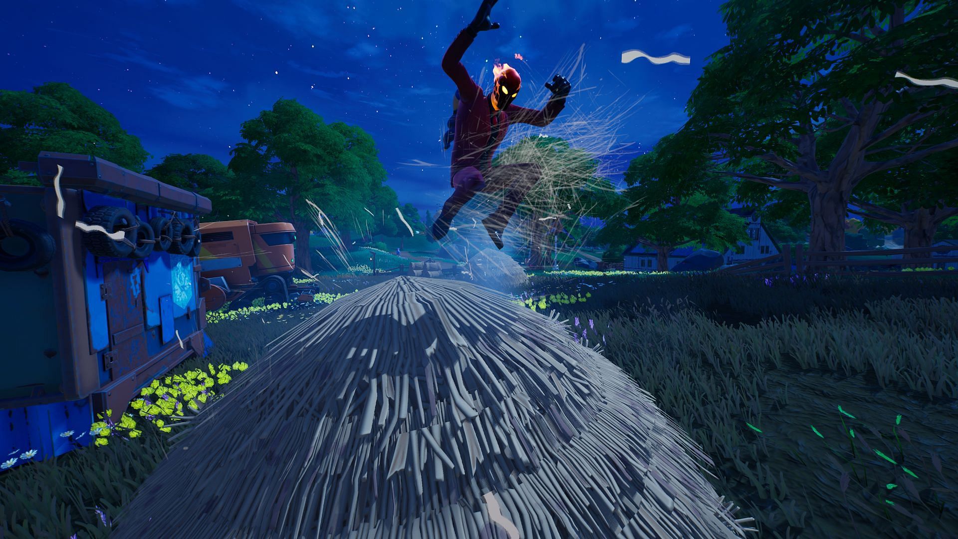 Hide in a Haystack, Dumpster, and Flusher to earn 15,000 XP in Fortnite Chapter 4 Season 4 (Image via Epic Games/Fortnite)