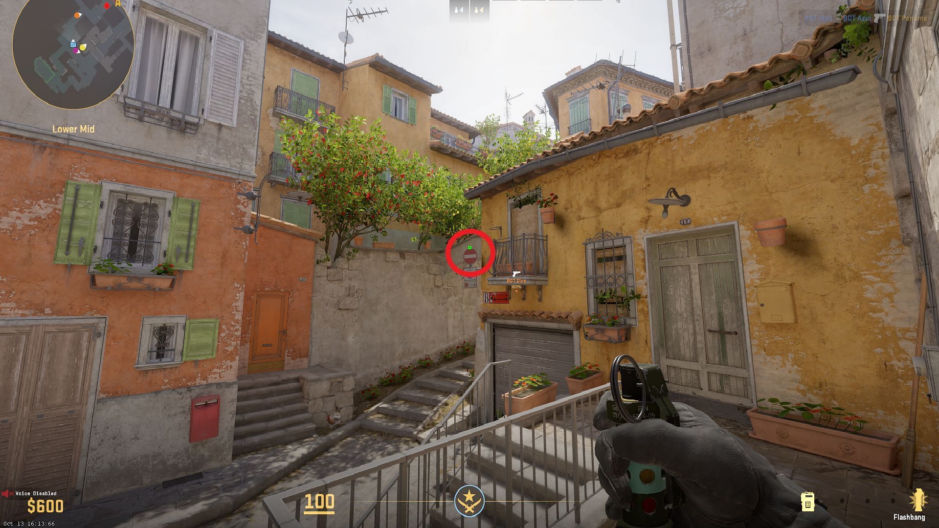 Inferno flashbang from T-Side over Banana (Image via CS2)