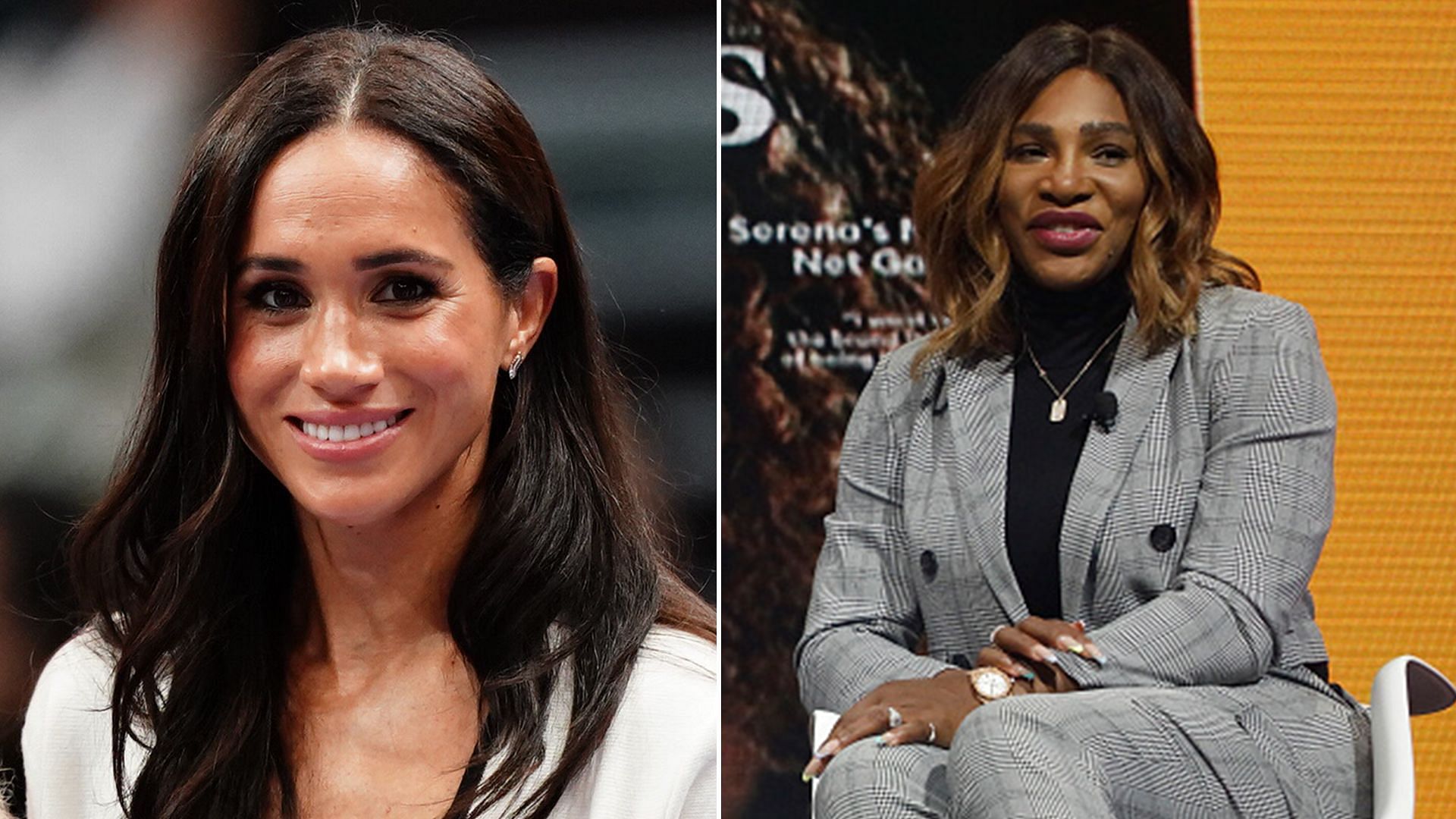 Meghan Markle (L) and Serena Williams (R)