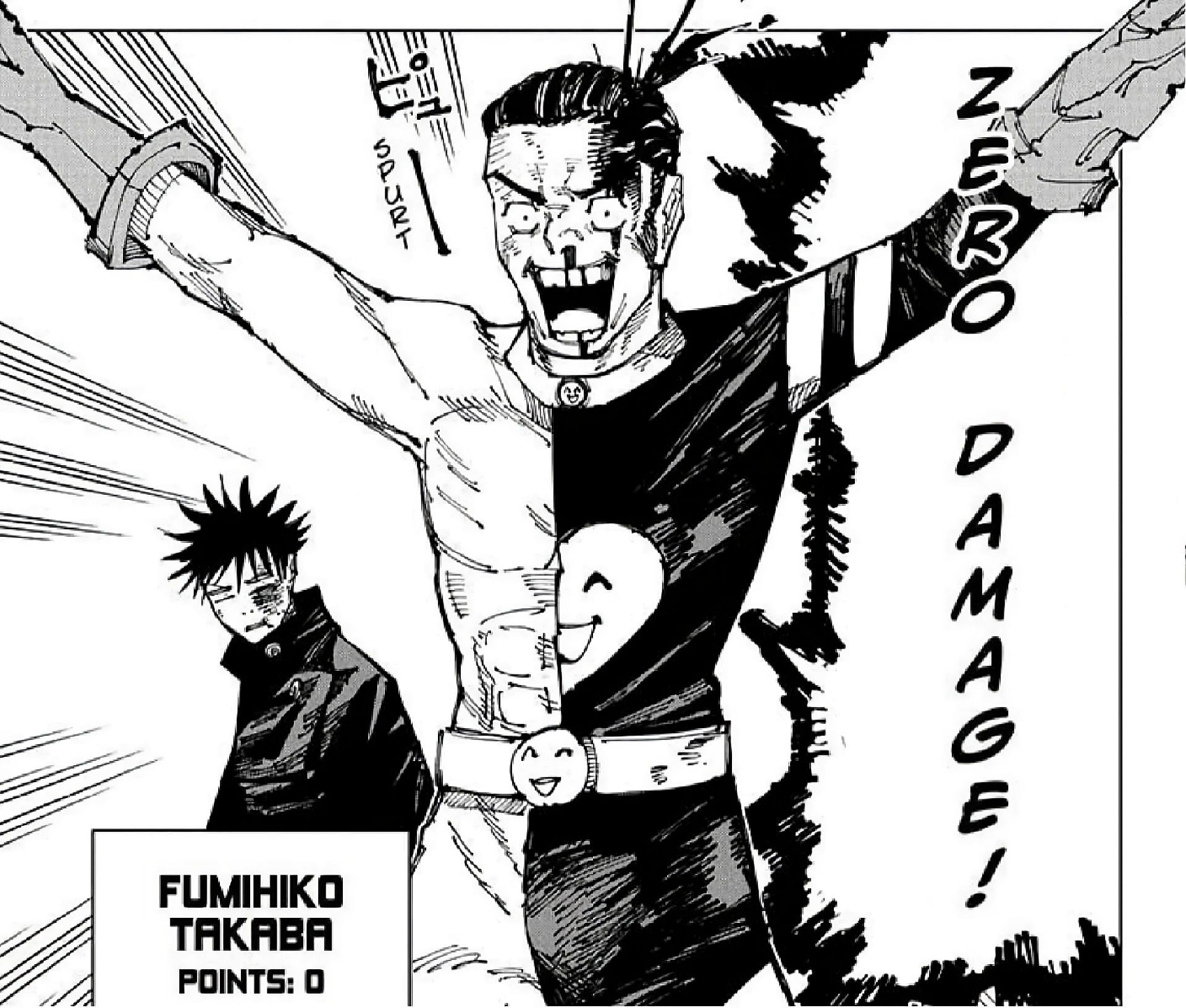 Fumihikto Takaba (center front) officially challenges Kenjaku in Jujutsu Kaisen chapter 239 (Image via Shueisha)