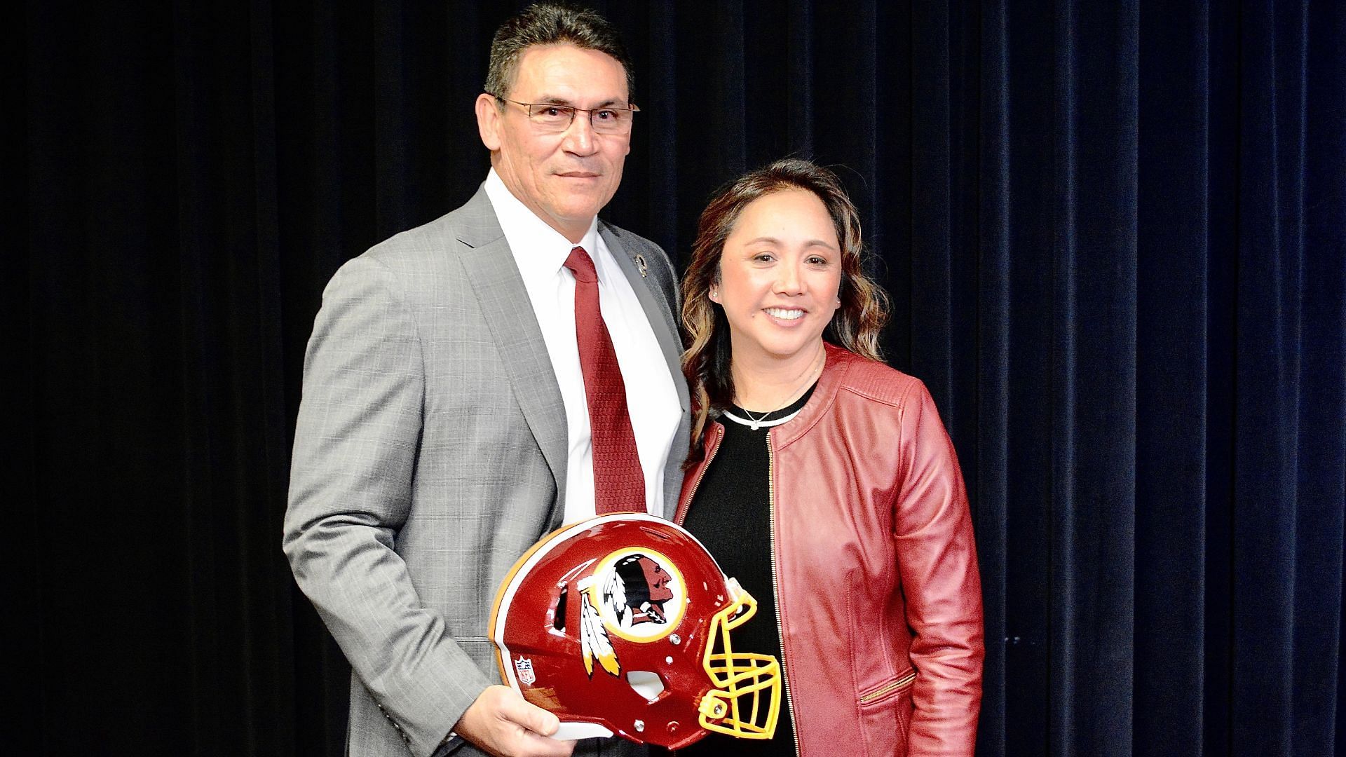 Washington Commanders head coach Ron Rivera with his wife, Stephanie. (Image credit: All Pro Reels on Flickr)