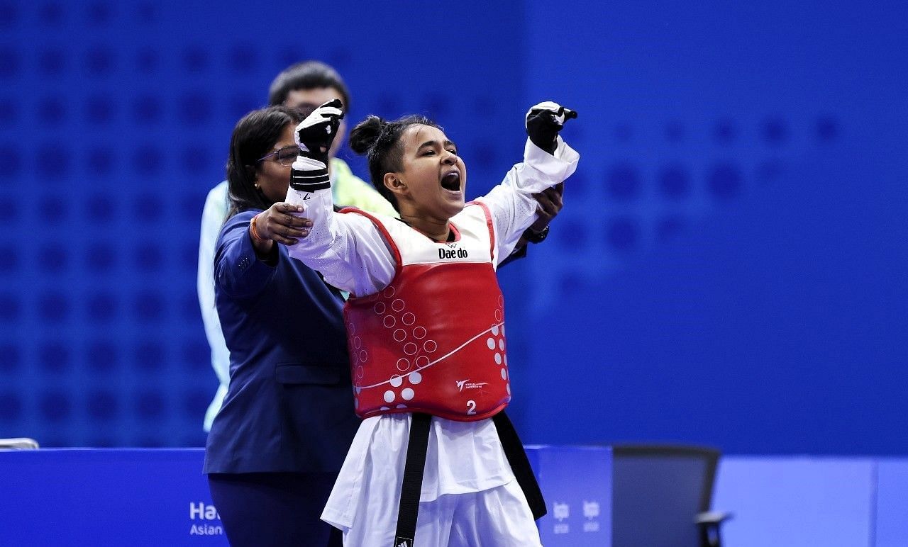 India&rsquo;s Aruna Tanwar excited to win bronze in her respective weight category at the Hangzhou Asian Games on Monday. Photo credit: PCI