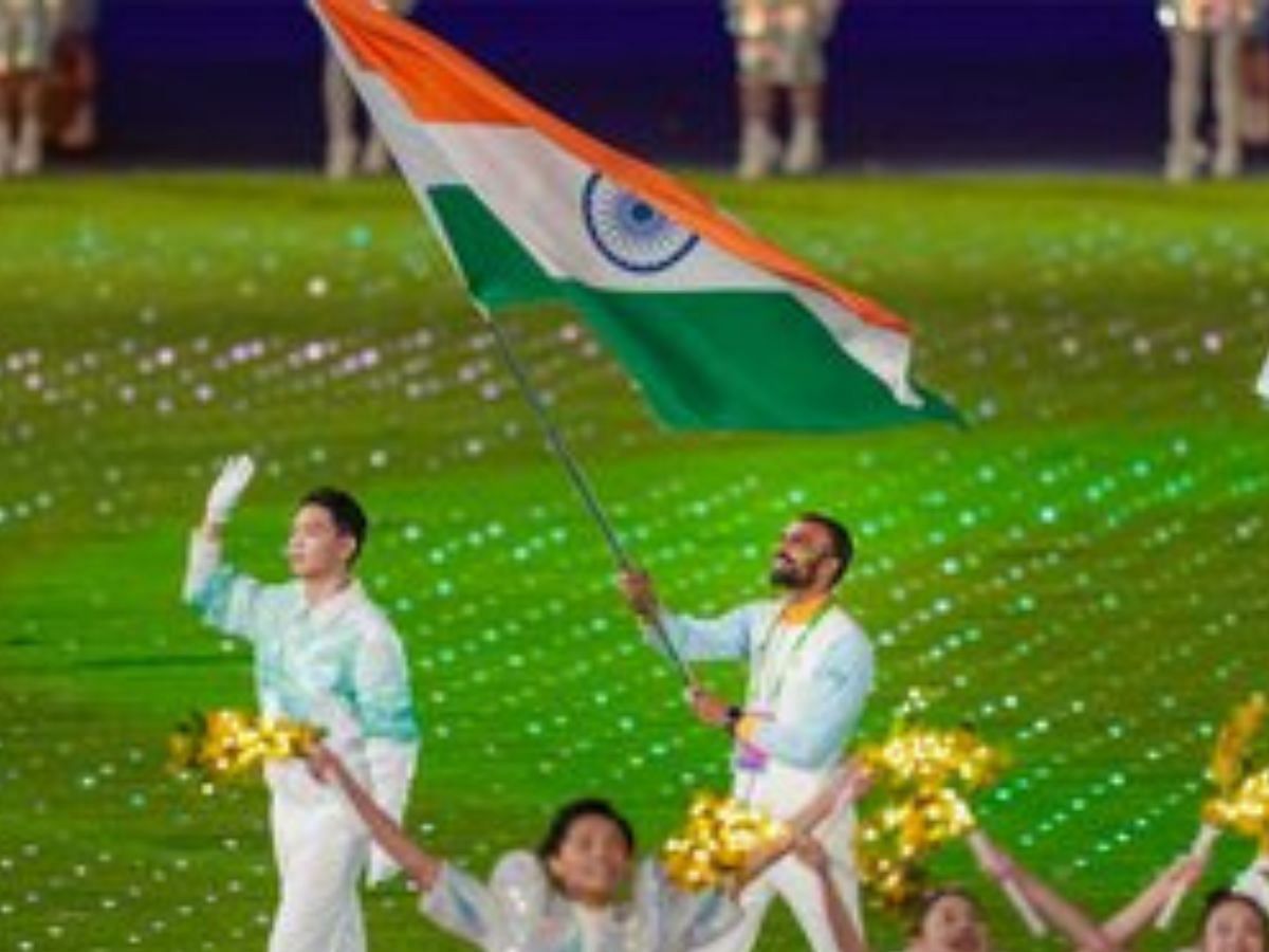 PR Sreejesh at the Asian Games closing ceremony. (Image: Twitter)