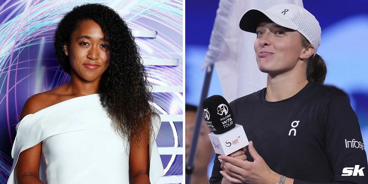 Naomi Osaka (L) and Iga Swiatek