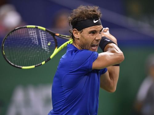 Rafael Nadal in action at the 2017 Shanghai Masters