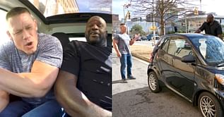 Watch: 351-pound Shaquille O’Neal once got squeezed into a tiny car with WWE legend John Cena