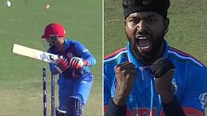 [Watch] Hardik Pandya roars in delight as birthday boy cleans up Azmatullah Omarzai during IND vs AFG 2023 World Cup match