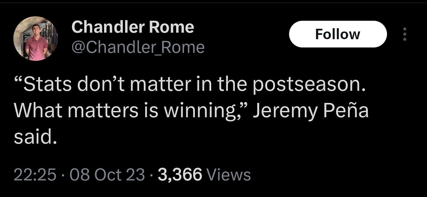 Chandler Rome reports the comments of Jeremy Pena