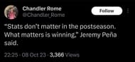 Chandler Rome reports the comments of Jeremy Pena