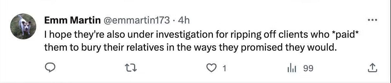 Social media users left alarmed as police discovered a Green burial home having 115 decomposing bodies in Colorado. (Image via Twitter)