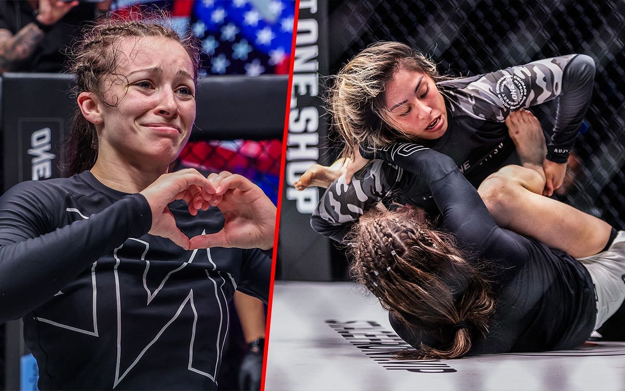 Danielle Kelly (left) and Kelly fighting Jessa Khan (right) | Image credit: ONE Championship