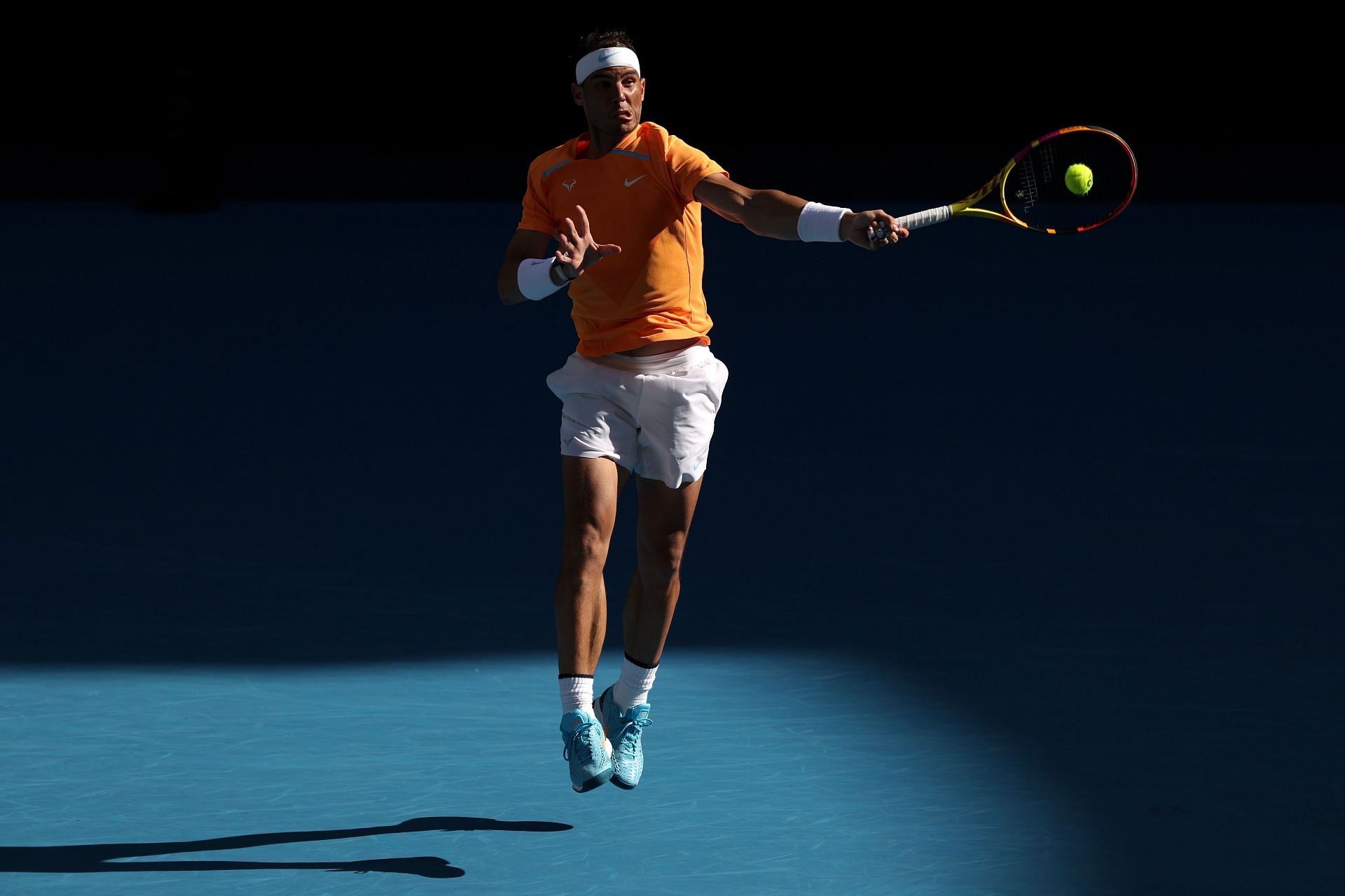 Rafael Nadal practicing ahead of Australian Open 2023