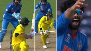 [Watch] Ravindra Jadeja on fire; sends back both Labuschagne and Carey in same over during IND vs AUS 2023 World Cup match