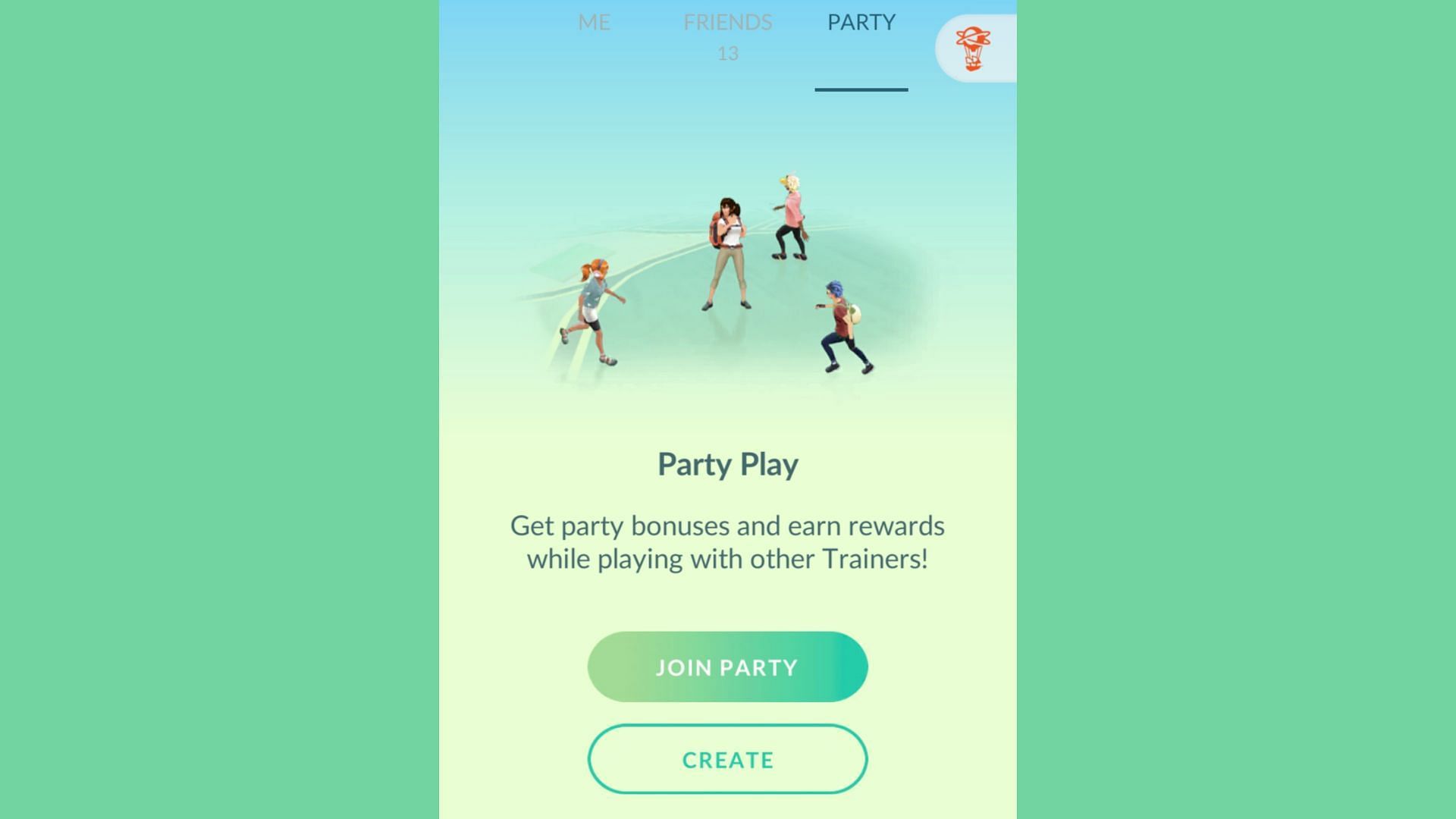 You can join or create a party in Pokemon GO (Image via The Pokemon Company)