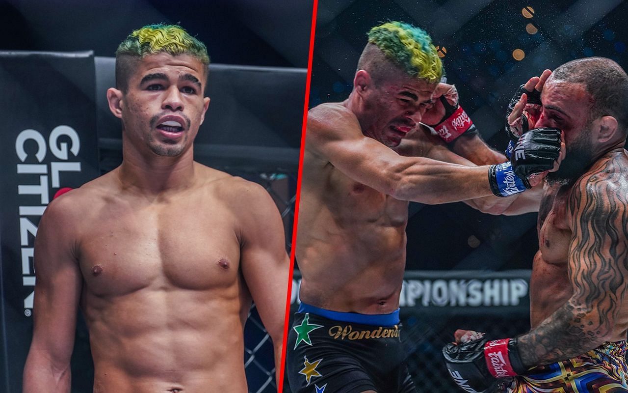 Fabricio Andrade (left) and Andrade fighting John Lineker (right) | Image credit: ONE Championship