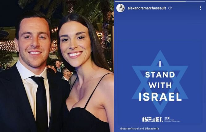 Jonathan Marchessault's wife Alexandra takes firm stance amid ongoing Israel-Hamas conflict