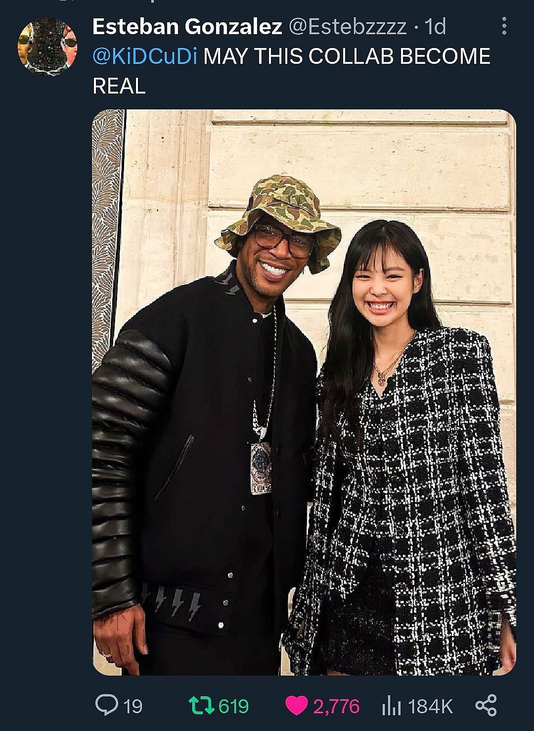 Fan post retweeted by Kid Cudi on his Twitter (Image via Estebzz/X)