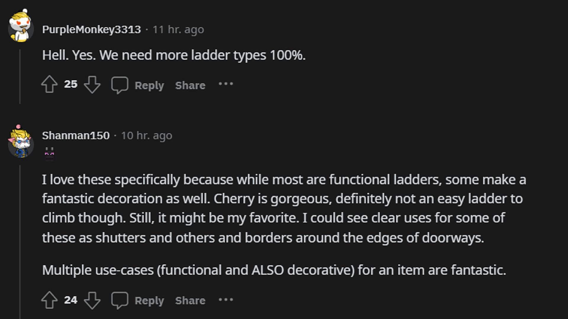 Minecraft fans would clearly love more ladder types available in the game (Image via Reddit)