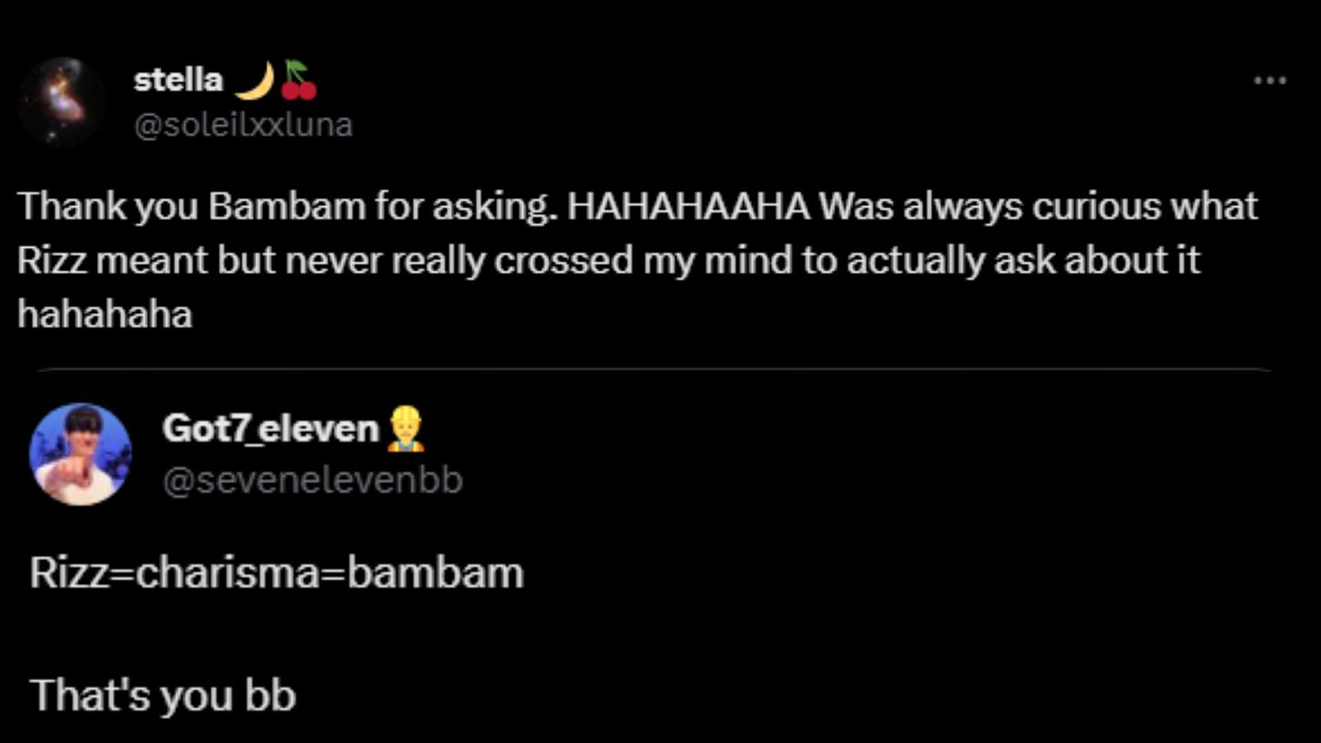 BamBam&#039;s fans explain him the internet slang word rizz (Image via X)