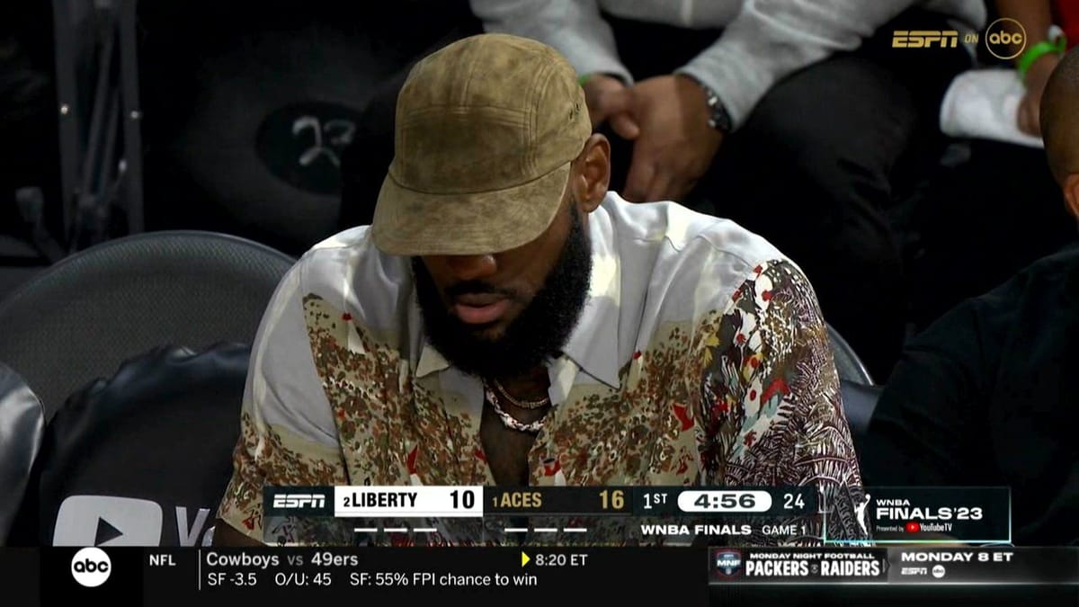 Watch LeBron James spotted in attendance for Liberty vs Aces game 1 of