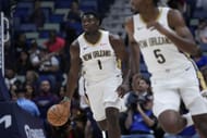 Zion Williamson during a Magic vs Pelicans preseason game