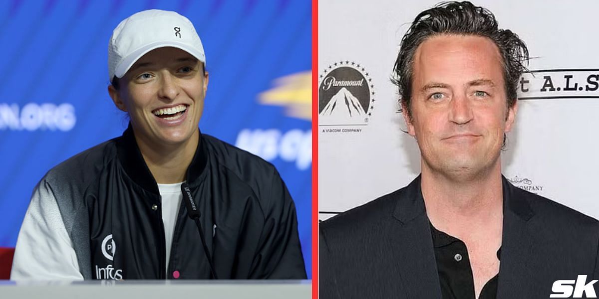 Iga Swiatek (L) and Matthew Perry (R)