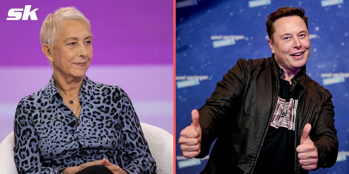 Martina Navratilova (L) and Elon Musk (R)