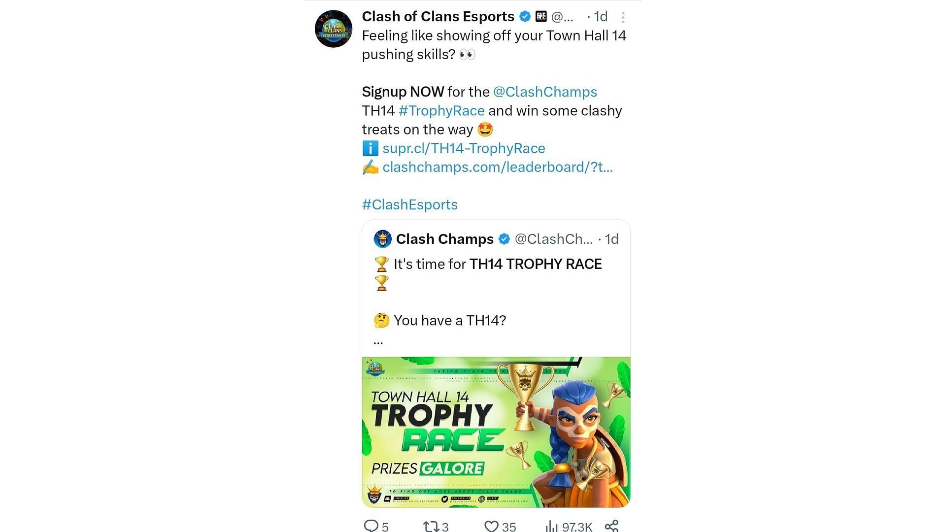 COC&#039;s post (Image via Supercell | X/Twitter)