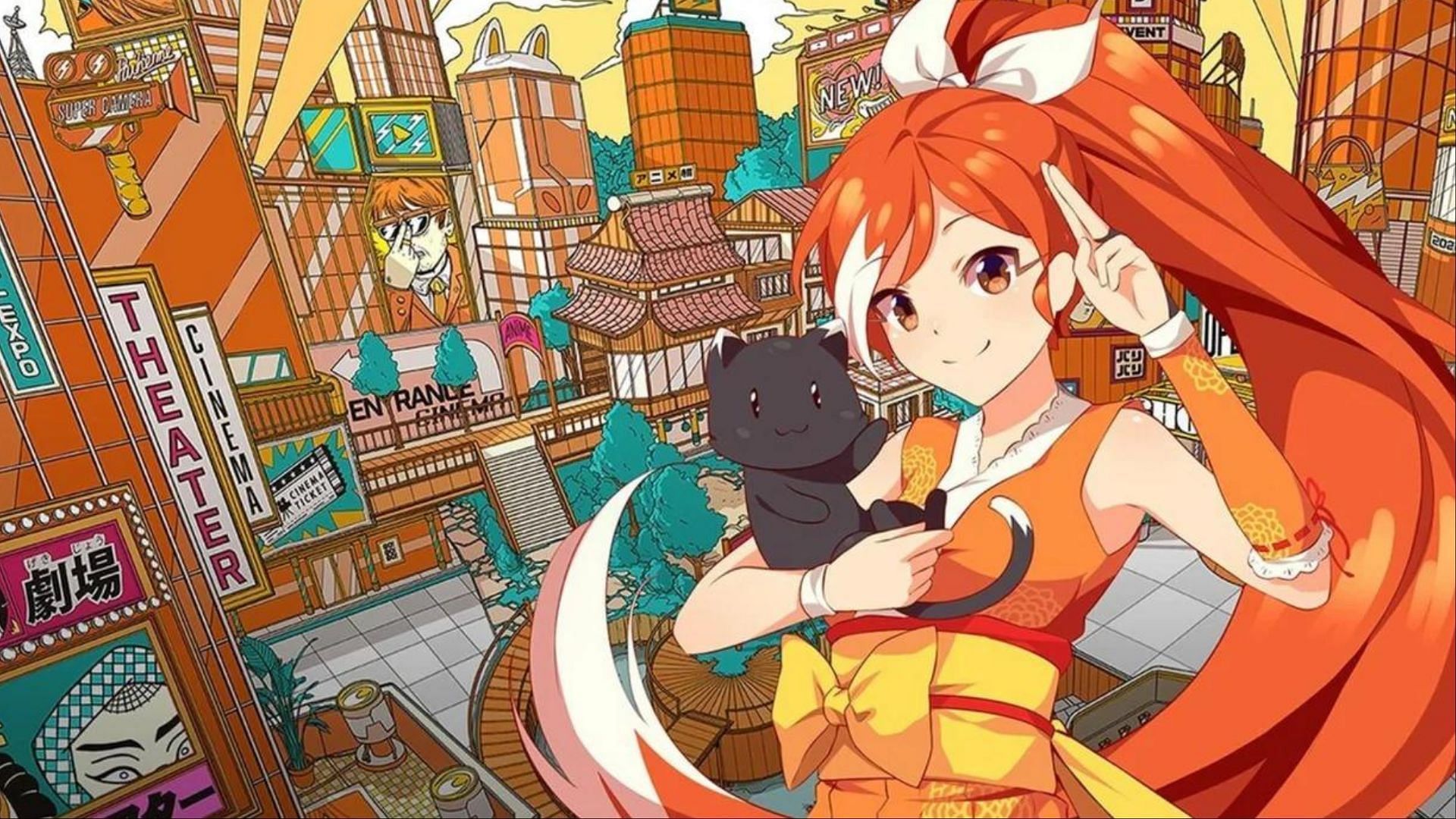 The company&#039;s mascot and her cat as seen on the website (Image via Sony)