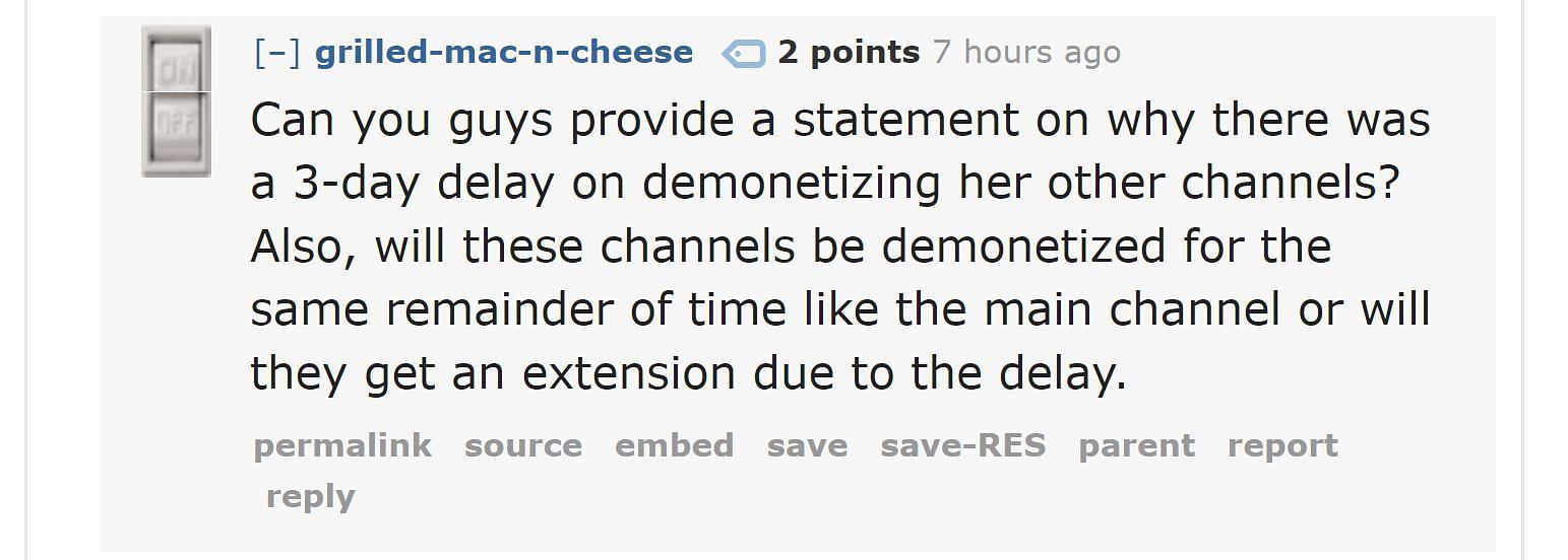 Reddit community weighing in on YouTube&#039;s response mentioned above 1/3 (Image via r/JacksFilms)