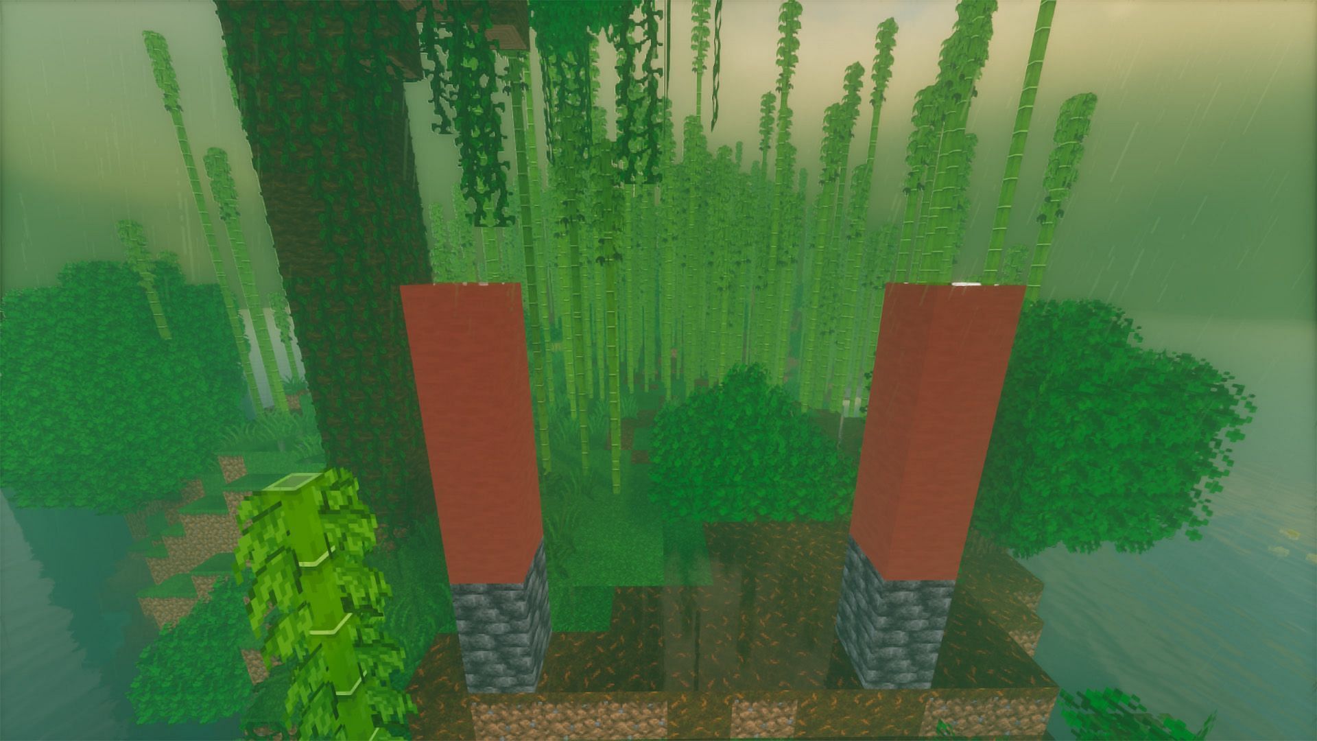Complete the vertical pillars using Red Terracotta (Image via Mojang)