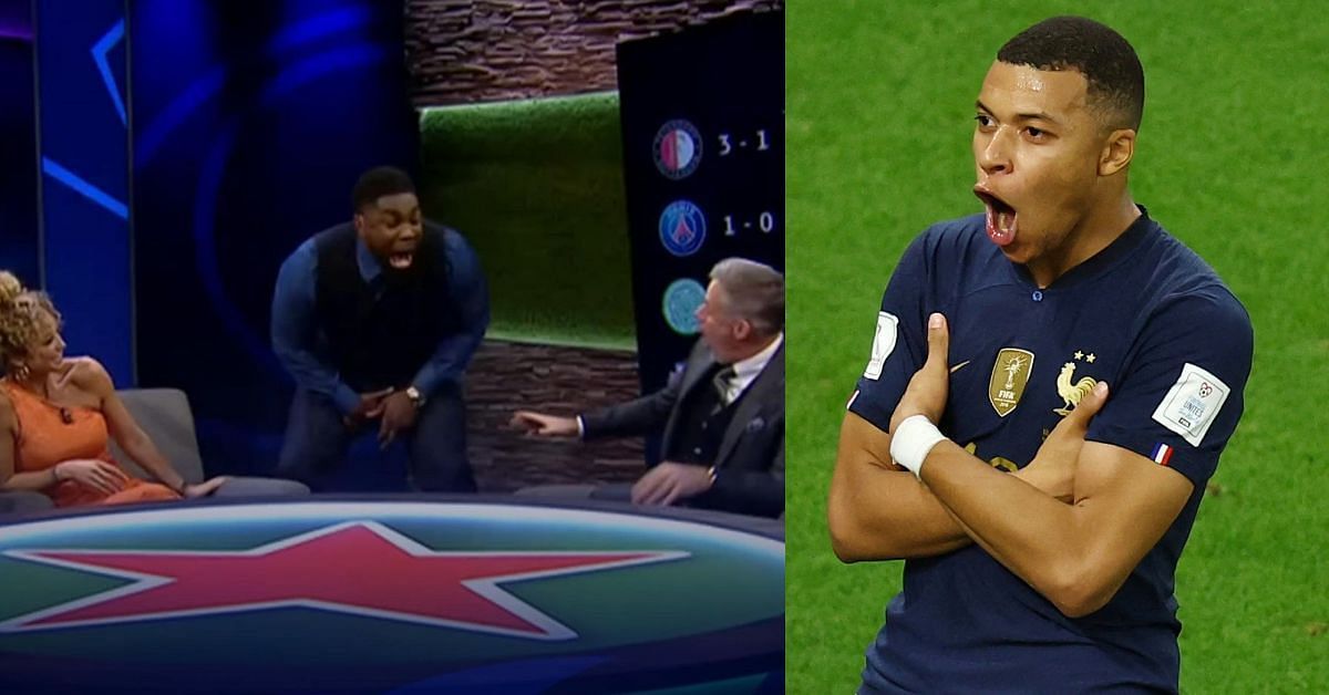 WATCH: Micah Richards rips his trousers live on TV while imitating PSG star Kylian Mbappe