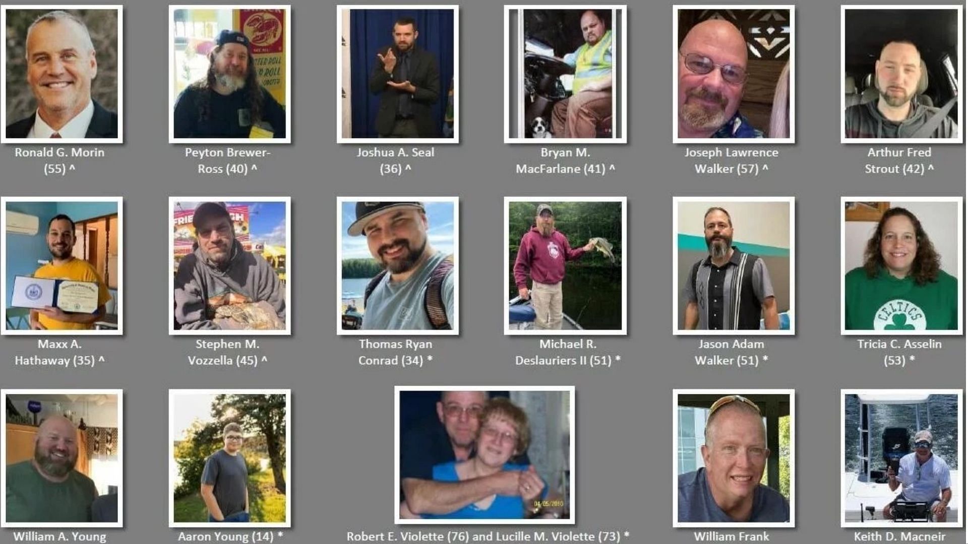 The victims of the Maine Mass shootings were all identified. (Images via Maine Department of Public Safety))