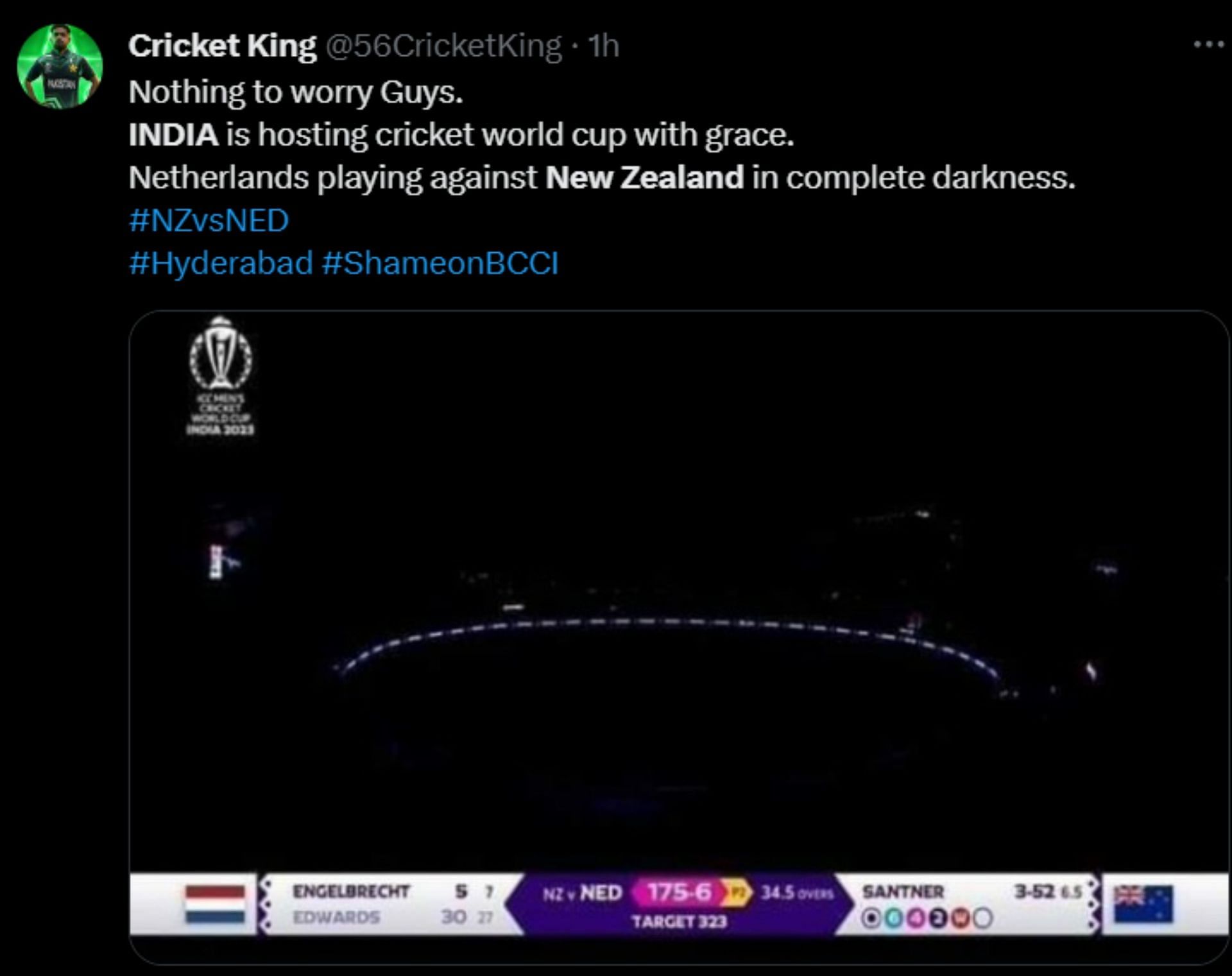 A fan shared a meme related to the New Zealand vs Netherlands match.