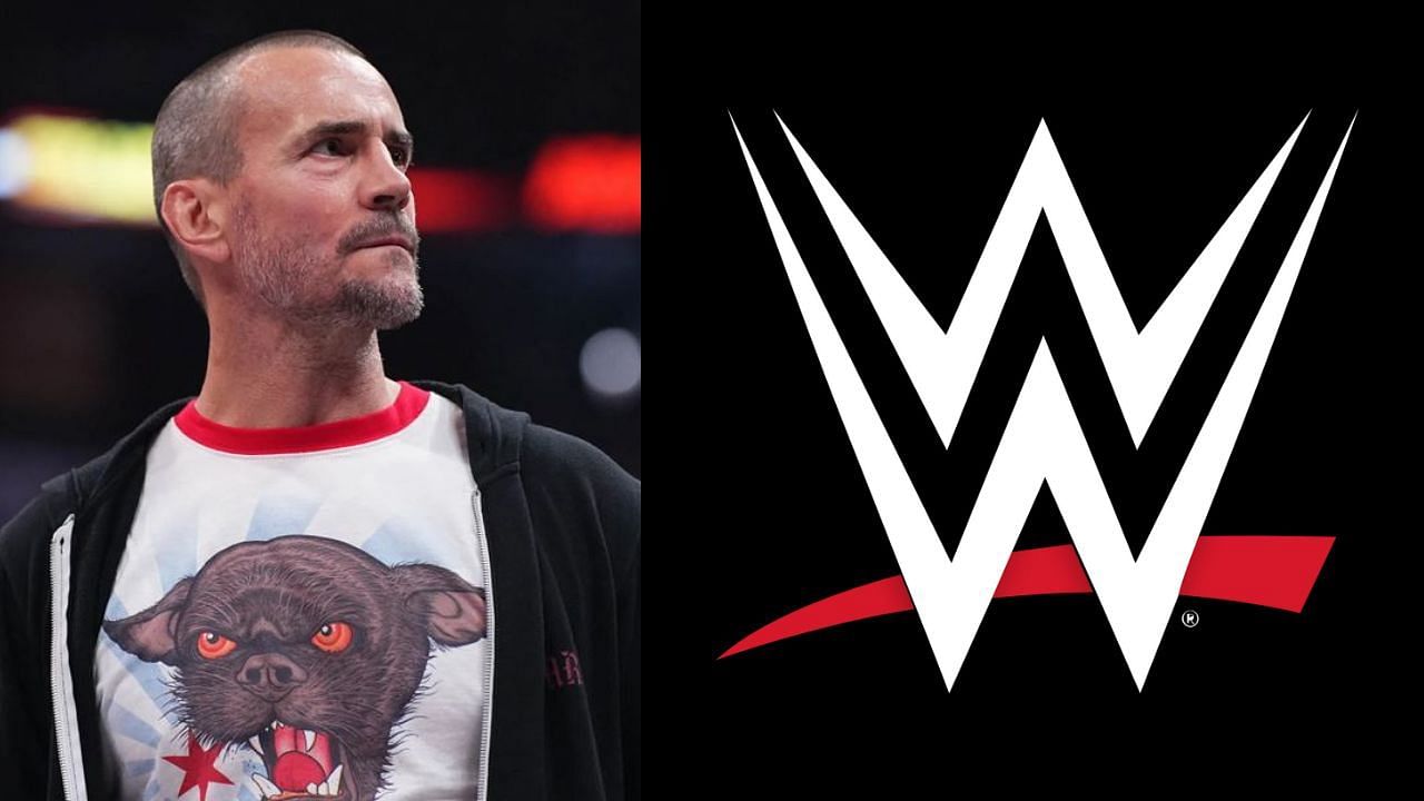 CM Punk (left) and WWE logo (right)