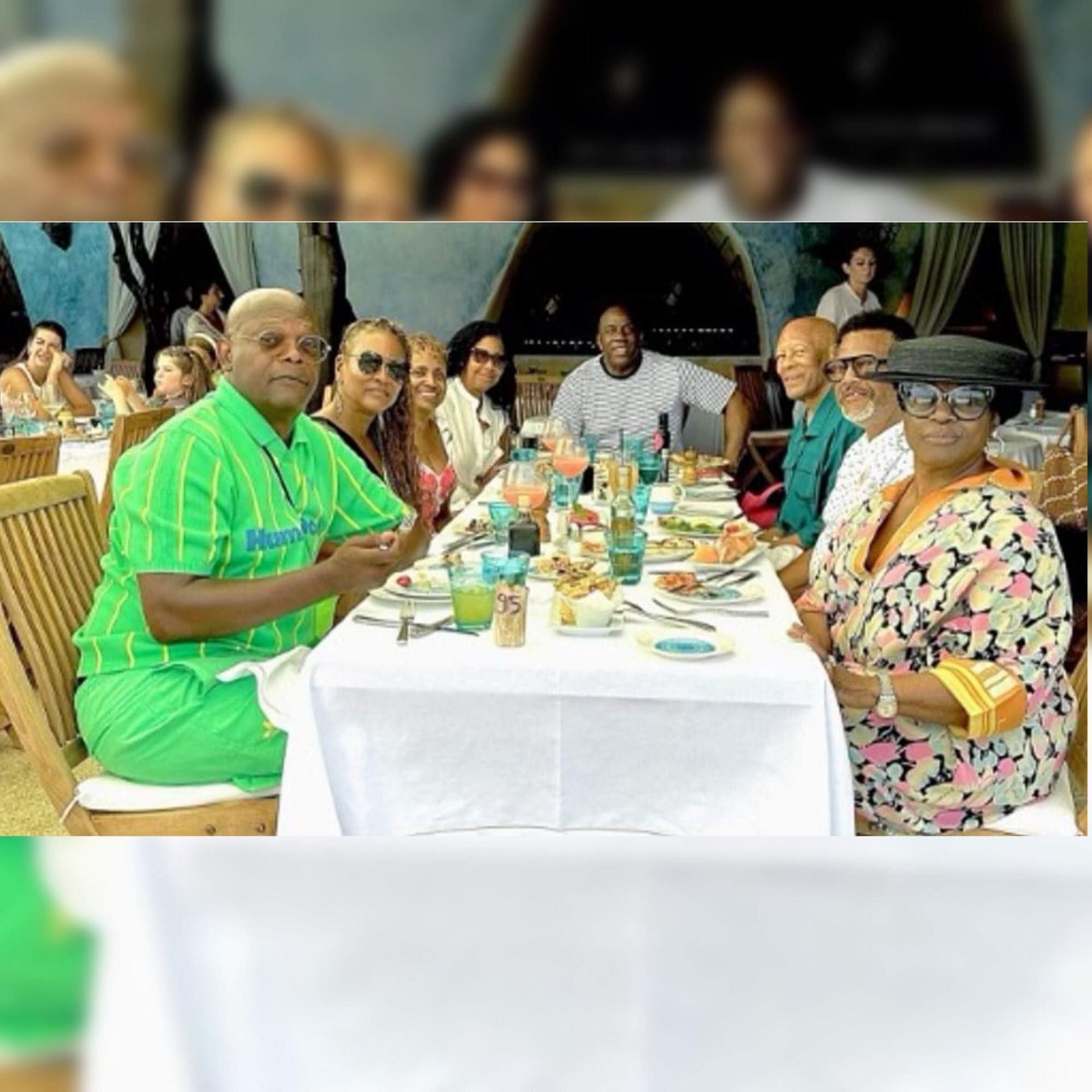 Friends Samuel L. Jackson (leftmost) and Magic Johnson (center) have taken summer vacations together on yacht. 